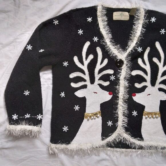 Design Options By Philip & Jane Gordon Reindeer Christmas Sweater Size Medium - Picture 3 of 14